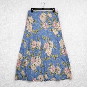 Via Sant Andrea Floral Maxi Skirt Blue A-Line Rayon Cottagecore‎ Y2K Size 16T